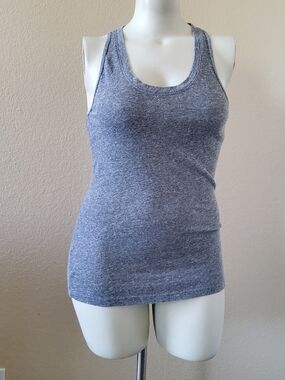 Monrow Textured Tri-Blend Narrow Tank Top Size L Heather Grey NWOT